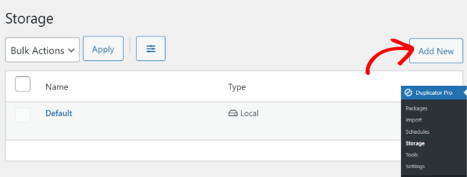 添加新的存儲選項
