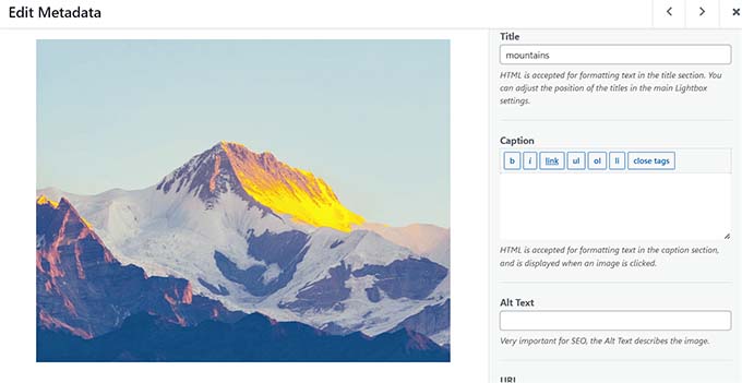 配置圖像元數據