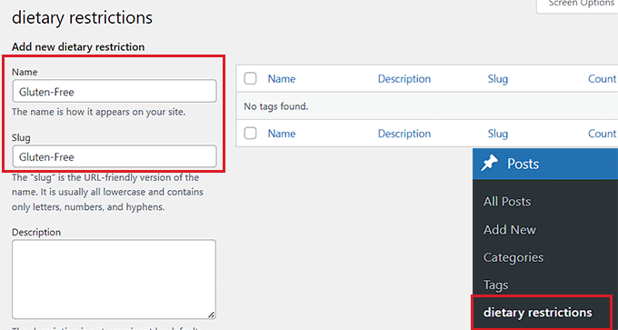 在飲食限制分類法中添加一個術語