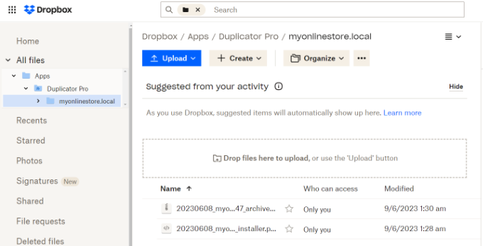 轉到 Drobox 中的復制器文件夾