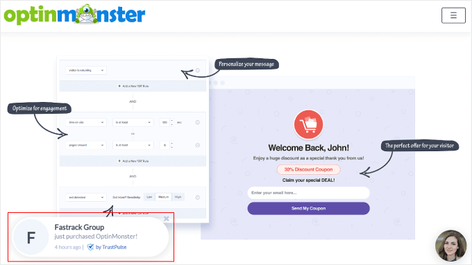 實時社會證明通知示例