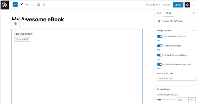 使用 WordPress 插件自定義 PDF 嵌入塊