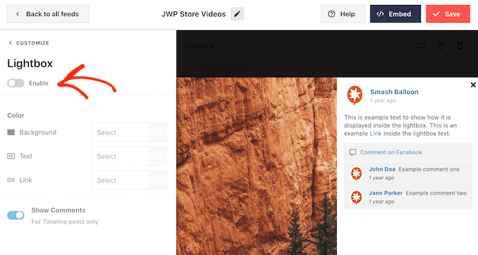 禁用燈箱彈出功能
