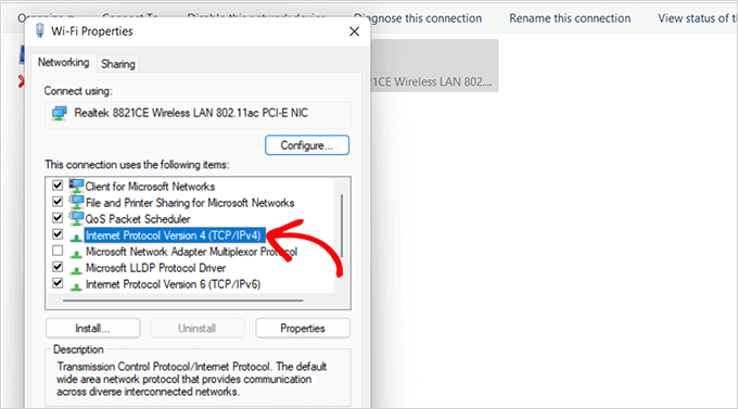 雙擊互聯網協議版本選項