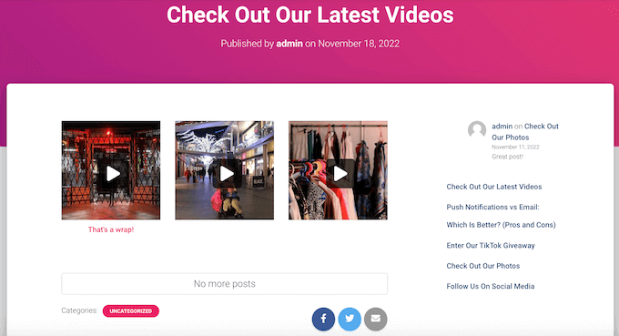 使用Smash Balloon創建的Facebook視頻源