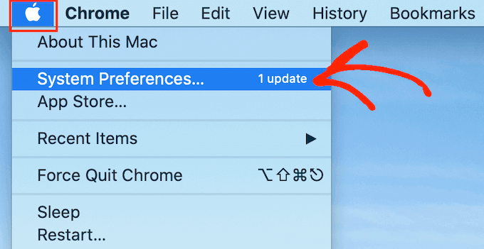 轉到“系統偏好設置”