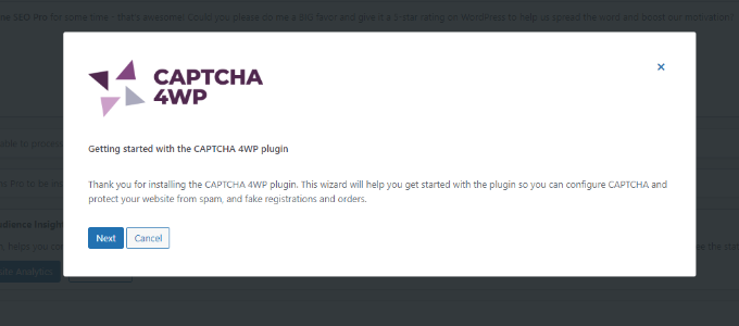啟動驗證碼 4wp 設置向導