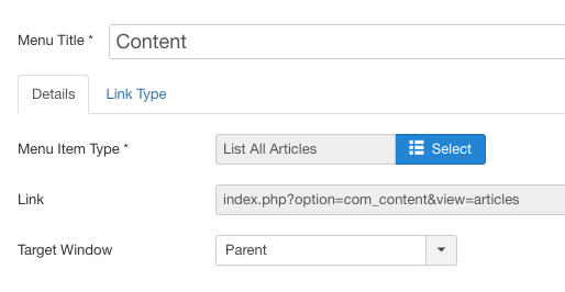 菜單的管理鏈接