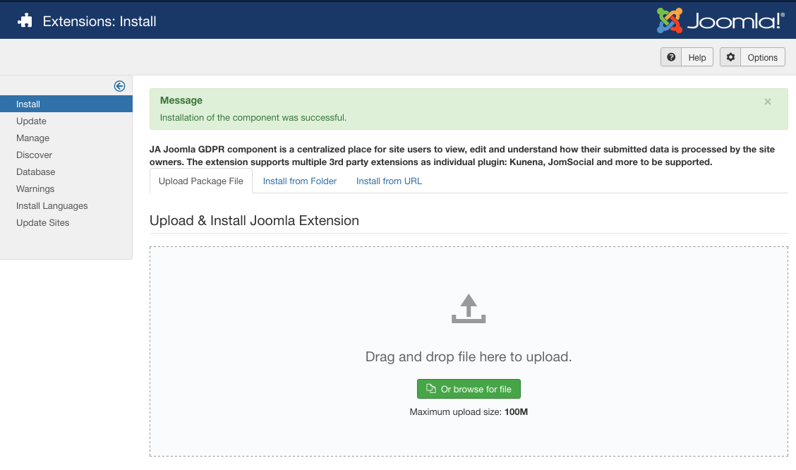 Joomla gdpr是安裝包安裝