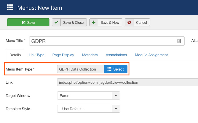 創(chuàng)建GDPR菜單項(xiàng)