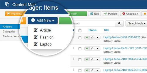在任何內容類型中添加新條目