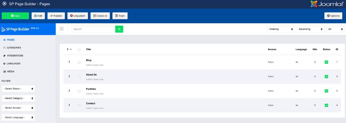 SP Page Builder編輯