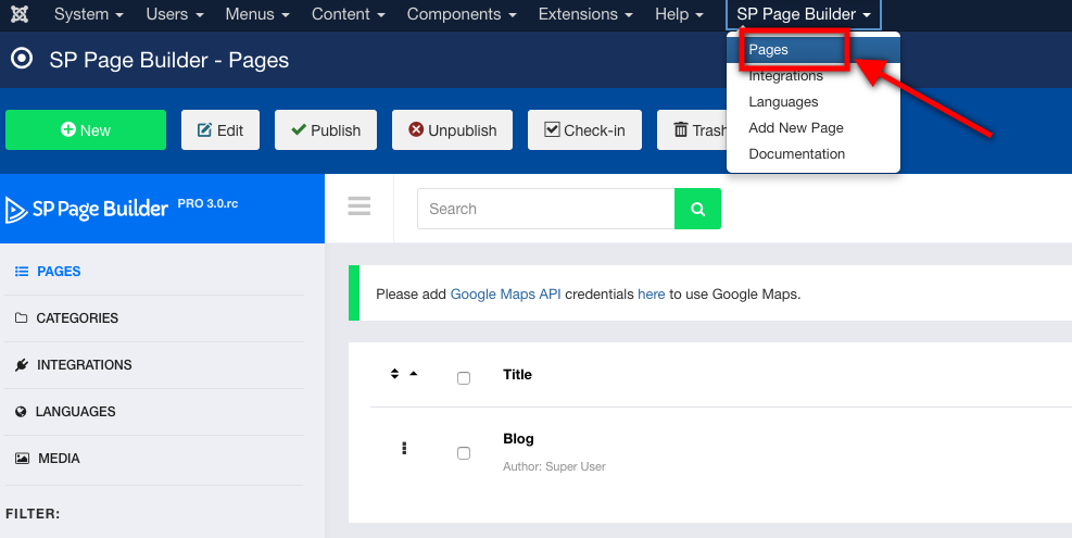 SP Page Builder編輯