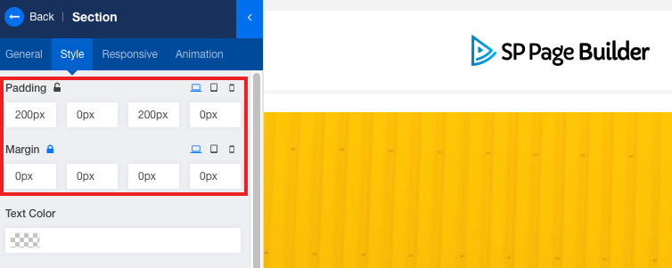 SP Page Builder邊距