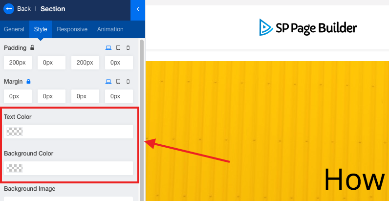 SP Page Builder顏色