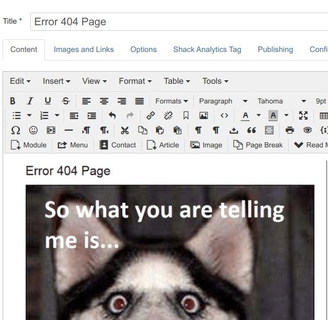 在Joomla中創建自定義404頁面