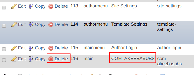 Joomla中刪除組件菜單鏈接