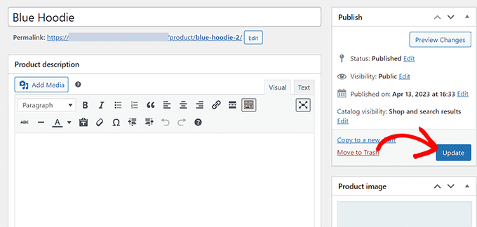 update product after managing inventory